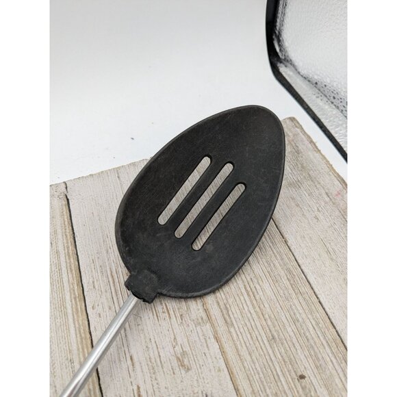 Black Nylon Plastic Slotted Spoon 12" Unbranded Black Handle - Picture 2 of 6